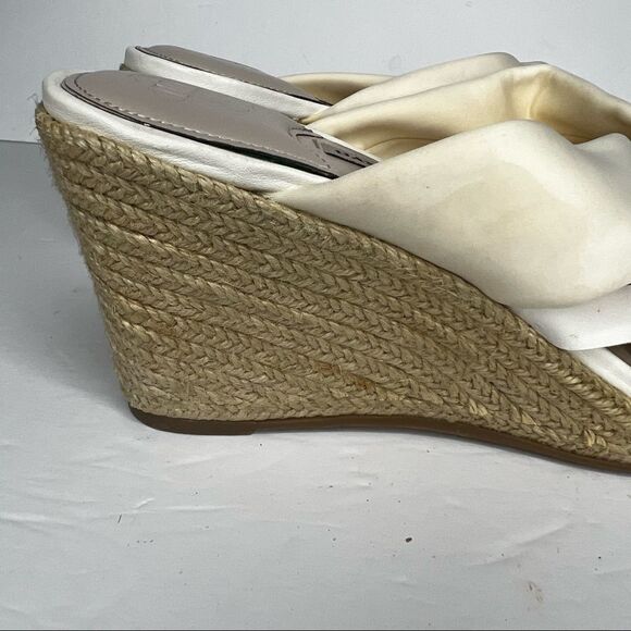 Dana Buchman Ivory/White Stretch Sandal Wedges With Jute Heel Women's Size 9.5 - Picture 4 of 9